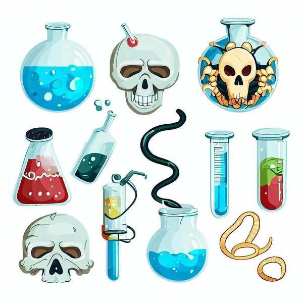 Toxicologie Illustratie Set Tak Van Het Geneesmiddel Dat Giftige Stoffen — Stockfoto