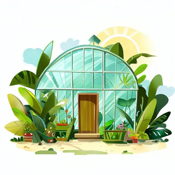 庭で野菜を育てるための温室温室 — ストック写真