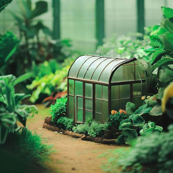 Bahçede Sebze Yetiştirmek Için Sera — Stok fotoğraf