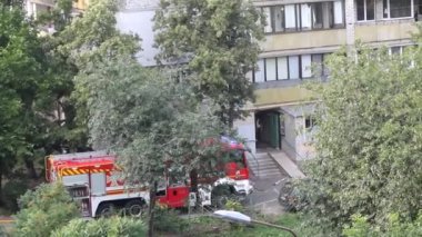 KYIV, UKRAINE - 15 Temmuz 2023: Bir apartmanda yangın