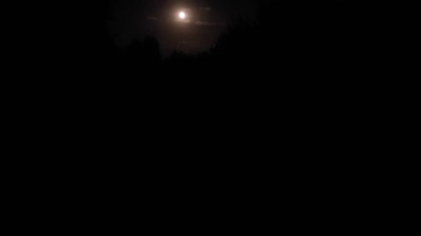 夜晚月亮在云彩笼罩的村子里 — 图库视频影像