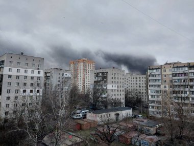 KYIV, UKRAINE - January 2, 2024: Rocket explosions in a the city