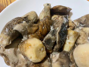 Tuzla marine edilmiş lezzetli orman mantarlarının ev yapımıyla korunan köy cazibesini yakaladığı görüntüler keşfedin. Yemek blogları, yemek tarifi web siteleri ve yemek tutkunları için ideal.