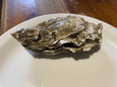 Ezilmiş buz üzerinde servis edilen taze çiğ istiridyeler, sıklıkla limon parçaları, otlar ve soslarla birlikte..