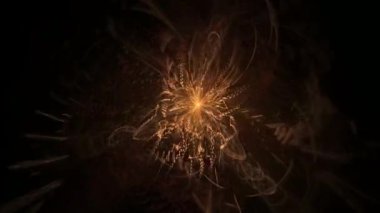 Renkli kesişen çizgiler süslü desenler örer. Neon biçiminde geometrik soyutlama.