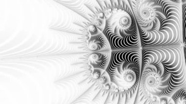 Siyah ve beyaz fraktallar hareket halinde. Geometrik figür 4k soyut çok renkli hareket grafikleri arkaplanının içindeki kamera. Ya da yoga, kulüpler, şovlar, mandala, fraktal animasyon için. Güzel parlak süs..