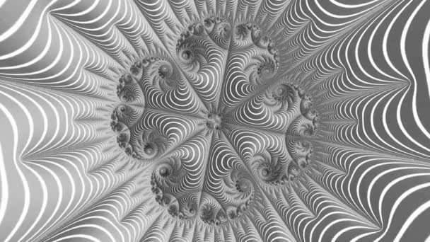 Černobílé Fraktály Pohybu Kamera Uvnitř Geometrické Figure Abstraktní Vícebarevné Pohybové — Stock video