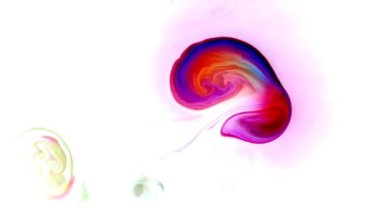 Çok renkli parlak boyalar parıltılı bir sıvıda hareket eder. Hipnoz için psikedelik soyutlama. Video jokeyi VJ için arka plan.