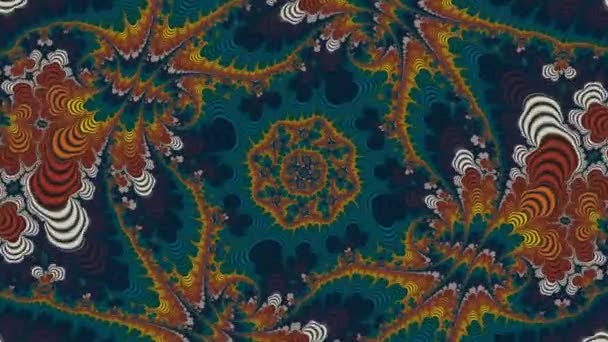 Movimiento Cámara Dentro Fractal Brillante Multicolor Similar Ornamento Natural Fondo — Vídeo de stock