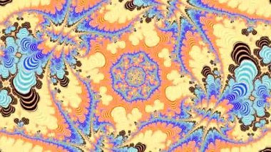 Çok renkli parlak fraktal içinde kamera hareketi, doğal bir süs eşyası gibi. 4k Soyut Çok Renkli Hareket Grafikleri arka planı. Ya da yoga, kulüpler, şovlar, mandala, fraktal animasyon için. Güzel parlak süs..