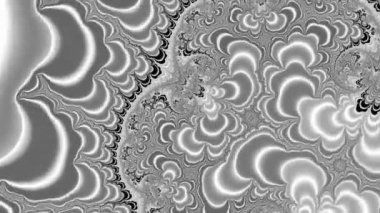 Siyah beyaz parlak fraktal içinde kamera hareketi, doğal bir süs eşyası gibi. 4k Soyut Çok Renkli Hareket Grafikleri arka planı. Ya da yoga, kulüpler, şovlar, mandala, fraktal animasyon için. Güzel parlak süs..