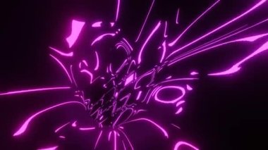 Çok renkli neon tünelde kamera uçuşu. Video jokeyi VJ için arka plan.