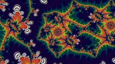 Çok renkli parlak fraktal içinde kamera hareketi, doğal bir süs eşyası gibi. Video jokeyi olmak için arka plan, VJ. Konserler, gece kulüpleri ve aksaklıklar için bilgisayar grafikleri. Ya da yoga, kulüpler, şovlar, mandala, fraktal animasyon için. 