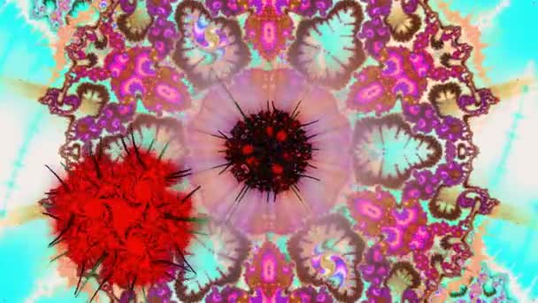Dentro Caleidoscopio Multicolor Con Patrones Cambiantes Abstracción Psicodélica Para Hipnosis — Vídeos de Stock