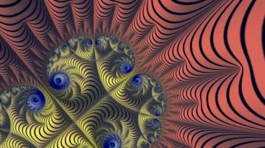 Fraktal çok renkli hareket, grafik arkaplan. Hipnoz için psikedelik soyutlama. Video jokeyi VJ için arka plan. 