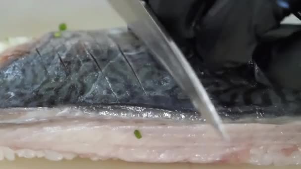 Symphonie Sushi Confection Rouleaux Exquis Avec Précision Professionnelle Les Mains — Video
