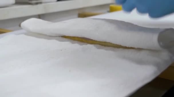 Chef Habilidoso Mostra Sua Maestria Filetando Meticulosamente Uma Solha Amarela — Vídeo de Stock