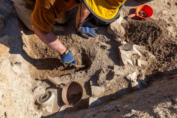 Vetren Bulgaria Agosto 2022 Los Arqueólogos Están Trabajando Sitio Excavación Imágenes de stock libres de derechos