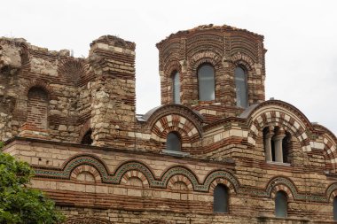 Bulgaristan 'ın Karadeniz kıyısındaki UNESCO Dünya Mirası Bölgesi, Nessebar' daki İsa Kilisesi Pantokratörü 'nün ayrıntıları.