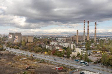 Sofia, Bulgaria - November 1, 2023: A general view of a heating plant in Sofia, Bulgaria. clipart