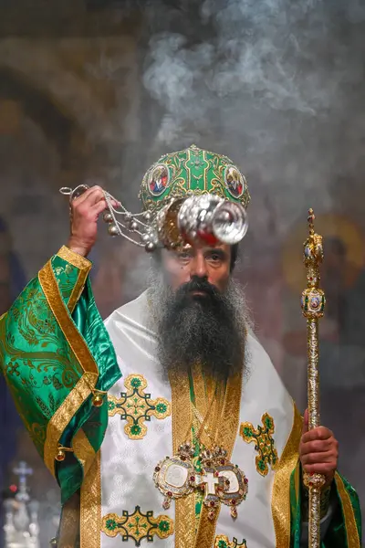 stock image SOFIA, BULGARIA - JULY 1: Newly elected Bulgarian Patriarch Daniil participates in his first mass after being inaugurated as the head of the Bulgarian Orthodox Church.