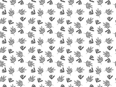 Doodle tarzında kusursuz Vektör çiçek deseni. Duvar kağıdı, ambalaj kağıdı, tekstil, ürün tasarımı ve kumaş için siyah beyaz bitkisel arka plan. Dekoratif bitki süsü.