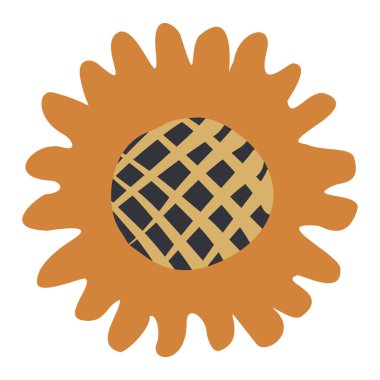 Beyaz arkaplanda izole edilmiş vektör ayçiçeği. El çizimi düz ayçiçeği çizimi. Yaz çiçeği kırpması. Yabani Çiçek posteri