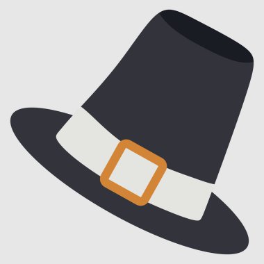 Hacı şapkası, düz çizgi film nesnesi. Geleneksel baş aksesuar, beyaz üzerine izole edilmiş vektör öğesi. Şükran Günü için otantik kostüm. Dekorasyon tasarımı için Sonbahar Tatili illüstrasyonuName