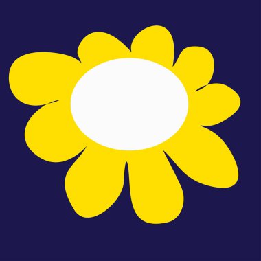 70 'lerin Retro Flower Clipart Elementi. Moda renklerinde Vektör Tasarımı ögesi. Çizgi film ya da düz çizim beyaza izole edilmiş. Logo için düzenlenebilir çiçek nesnesi, Card. En az botanik sanatı.