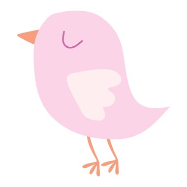Beyaz 'da izole edilmiş şirin pembe kuş. Vector Flat ya da Çizgi Film Hayvanı Resimleri. Yaz Serçesi Paskalya, Sevgililer Günü, Anneler Günü Dekorasyonu, Tebrik Kartı, Çıkartma. Tatlı güvercin..