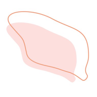 Modern Soyut Vektör pankartı. Çizgili Turuncu Pastel rengi, beyaza izole edilmiş Vektör çizimi. Düz Bahar ya da Yaz Şablonu Kart, Poster, Reklamlar. Düzensiz Siluet Blob Kopyalama Boşluğu