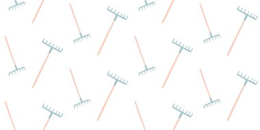 Tırmık izi yok. Arka planlar, duvar kağıtları, kumaşlar, tekstil, ambalaj kağıtları, basılı malzemeler ve daha fazlası için uygun. Düzenlenebilir düz veya çizgi film vektörü. Bahçe Ekipmanı Arkaplanı.