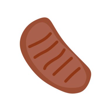 Biftek, Chop Meat. Vektör Düz Çizim, Tasarım Sanatı. Yemek konsepti, El Çizimi Çizimi Grafik. Logo, Kart, Yazdırma ve Çıkartma için barbekü malzemesi. Kızarmış yemek, Amerikan mutfağı, leziz..