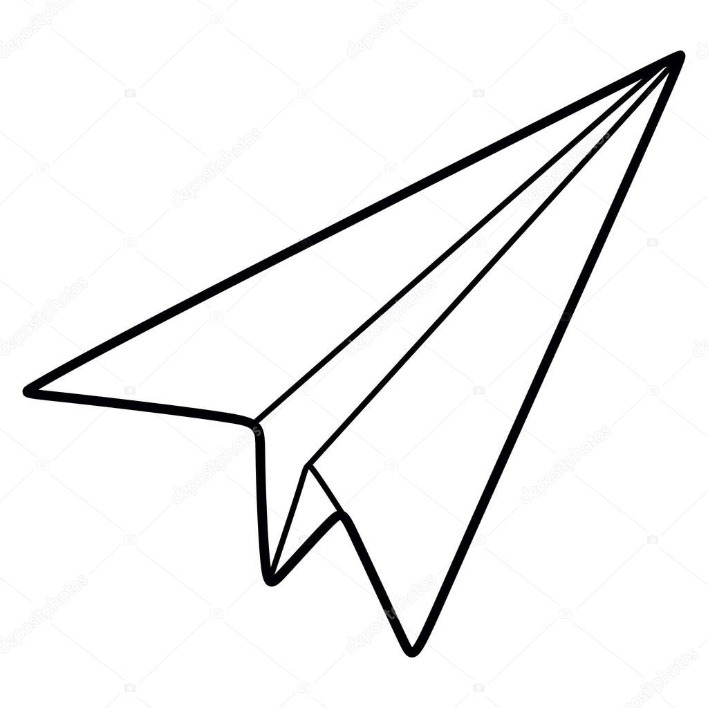 Simple Paper Plane Line icon. Stroke Pictogram. Vector Illustration isolated on White background. Airplane Symbol sign for Mobile app, Web site, Card, Logo. Outline Doodle Origami, Design Art.