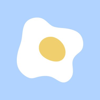 Kızarmış yumurta mı, papatya çayı mı? Kahvaltı veya çiçek bitkisinin karikatür vektör resmi, izole grafiksel sanat. El yapımı omlet, Sabah Yemeği. Logo Tasarımı, Kartlar, Poster, Tekstil, Etiket Paketi.