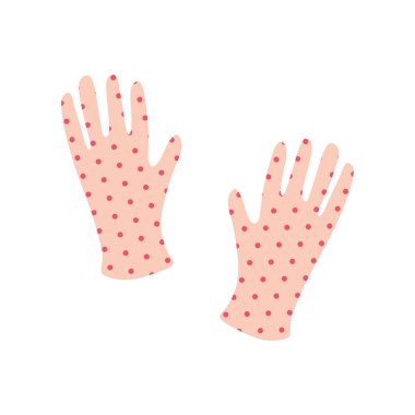 Bahçe eldiveni ikonu. Noktalı Lastik Eldivenlerin Çizgi Film Vektörü İllüstrasyonu, Web Tasarımı İçin Düz Tasarım Sanatı. Polka Dot Sakızı Bahçıvan Elleri için Koruyucu Ekipman. El çizimi Grafik Sanatı