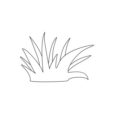 Patch of Grass Line art Vector icon for Nature App and Website. Vector Outline Black and White Illustration Isolated on Background. Plant concept, Garden Botany Silhouette, Hand Drawn Graphic Art. clipart