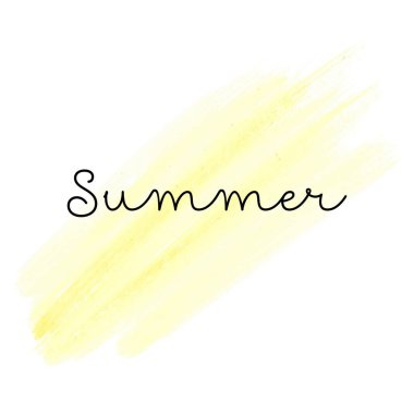 Fırça darbesi illüstrasyonu, soyut suluboya sarı leke. Yazılı olan suluboya arkaplan. Kart, Poster ve Banner için Sanat Nesnesi Tasarımı. El Çizimi Parlak Çizim.