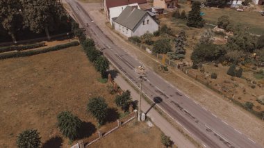 Polish village with stork nest