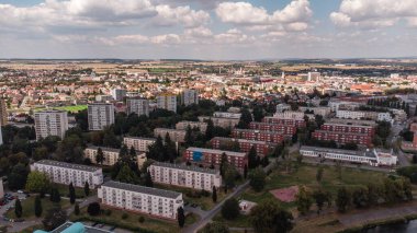 Hradec Kralove old town from above, Czechia