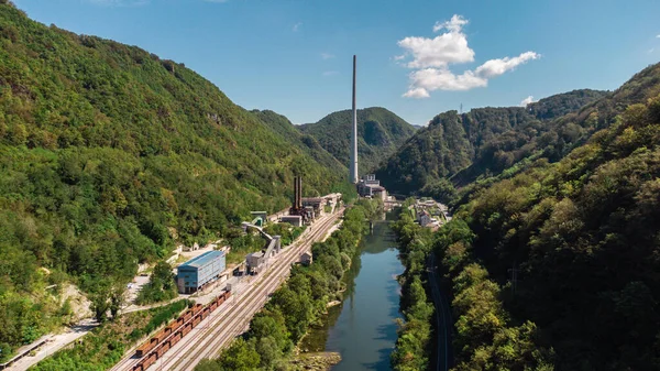 Trbovlje Chimney Power Station from above, Slovenia