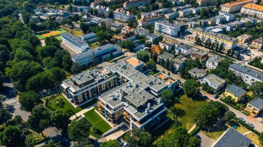 Poznan city from above, cityscape, Winogrady disctrict.