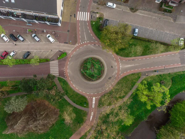 Uma Vista Superior Uma Rotunda Cidade Oisterwijk Holanda — Fotografia de Stock