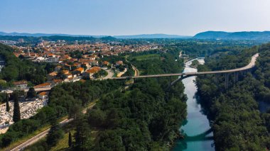 Solkan, Soca Nehri, Nova Gorica. Yukarıdan Görünüm