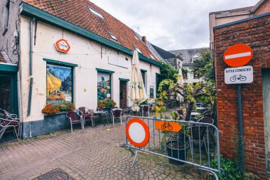 European Street With Old Building. Turnhout, Belgium clipart