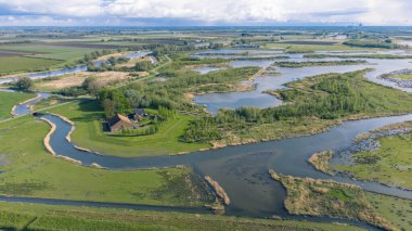 Hollanda Ulusal Parkı 'ndaki Kuzey Brabant, Hollanda' daki Werkendam Köyü yakınlarındaki Hava Manzarası