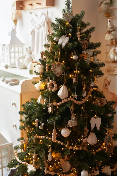 Різдвяний Новорічний Декор Різдвяне Дерево Іграшки Оселя Санти Внутрішня Частина — стокове фото