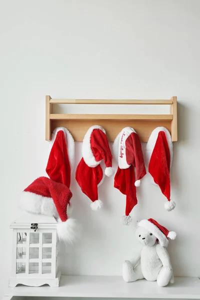 Christmas Babies Clothing Childrens Santa Costume Christmas Greeting Card Background — Stock Photo, Image