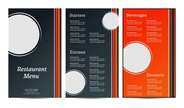 Restaurant Menu Modern Design Template Layout Vector Copy Space Images — Stock Vector