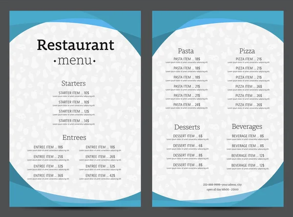 Εστιατόριο Μενού Μοντέρνο Σχεδιασμό Διάταξη Δυναμική Σχεδίαση — Διανυσματικό Αρχείο
